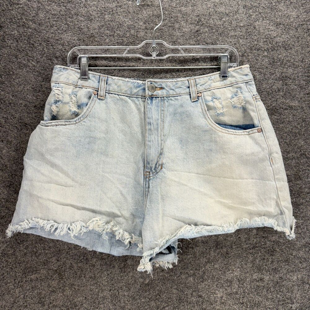 And Now This Shorts Women 32 Plus Blue Denim Light Wash High Rise Cut Off